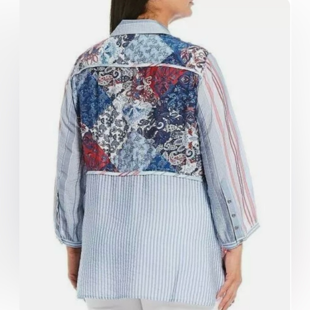 John Mark Multi Pattern Mixed Print Rayon Blend B… - image 2